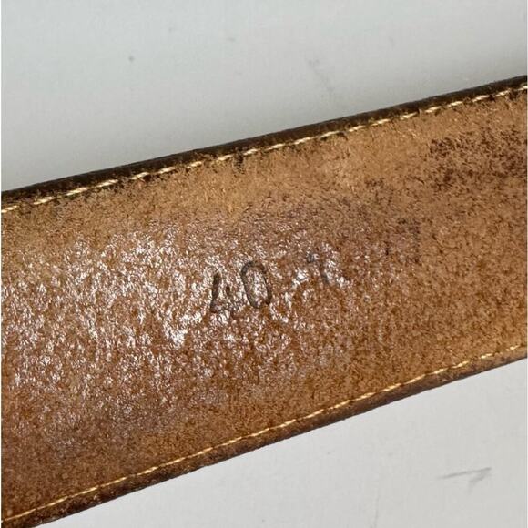 Ostrich Leather Belt Exotic Brown Tan Vintage Distressed Western Silver Mens 40 - Picture 11 of 16